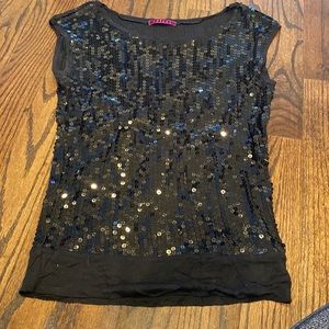 Black sequin velvet tank